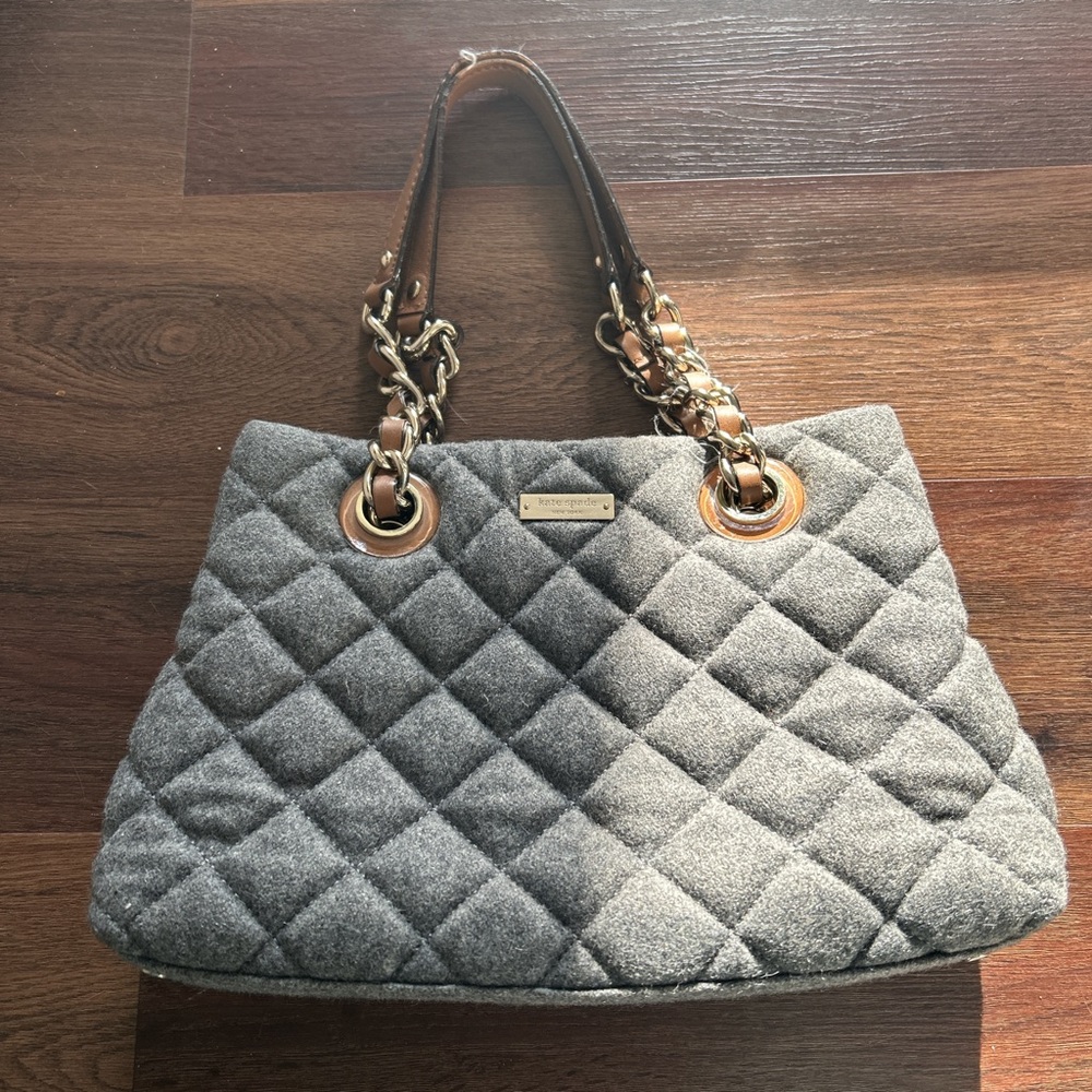 Grey wool quilted Kate Spade shoulder bag - READ